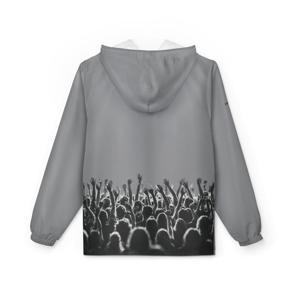 Graphic Debut Windbreaker Jacket — Elevator33 Logo, Cheering Crowd Back Print