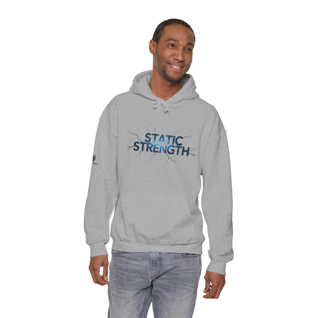 “Static Strength” Hoodie Sweatshirt- Sleeve Print Affirmation