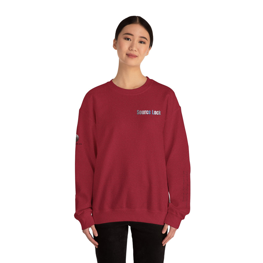 “Source Lock” Crewneck Sweatshirt- Sleeve Print Affirmation