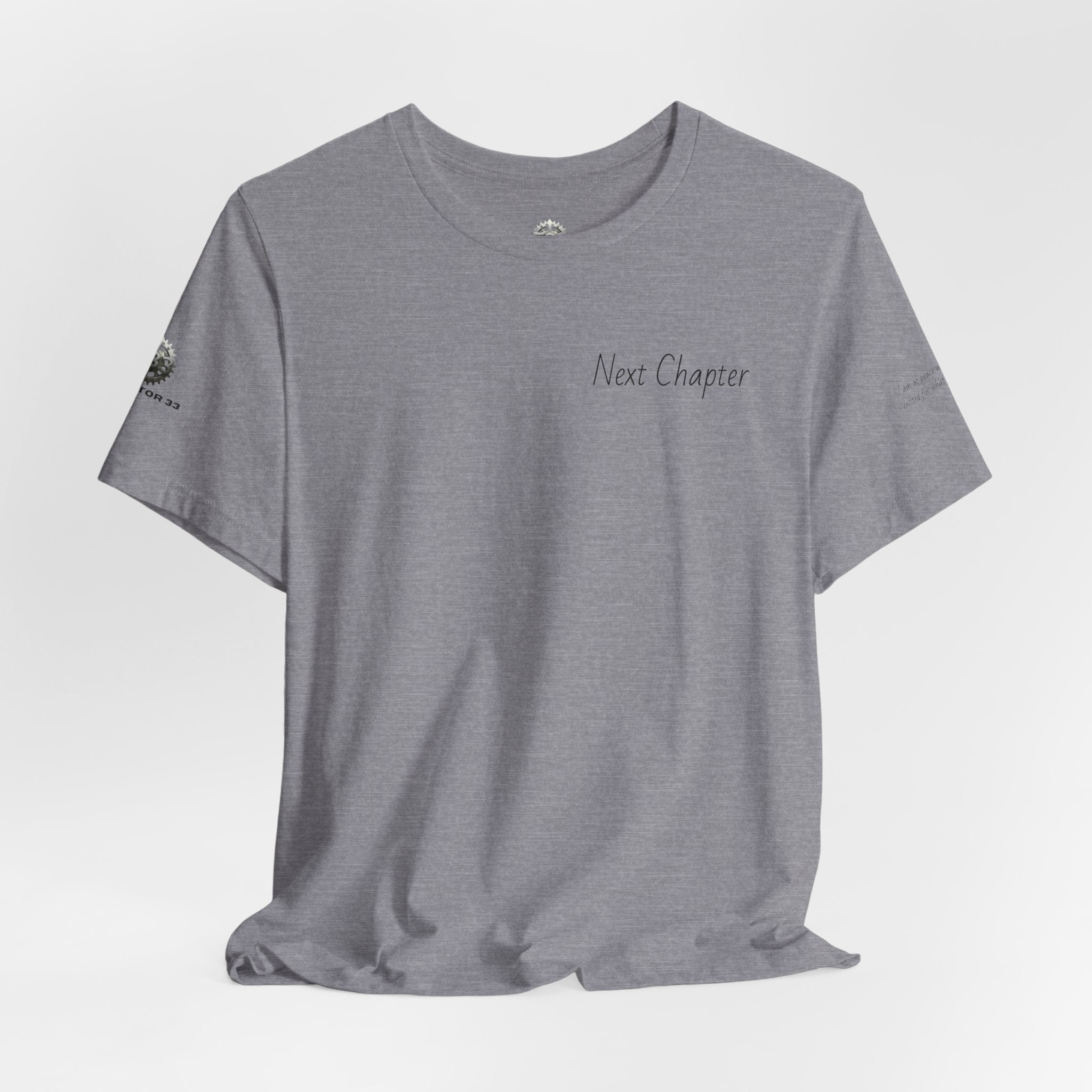 Next Chapter affirmation tee | Graphic open book back, inspirational sleeve text