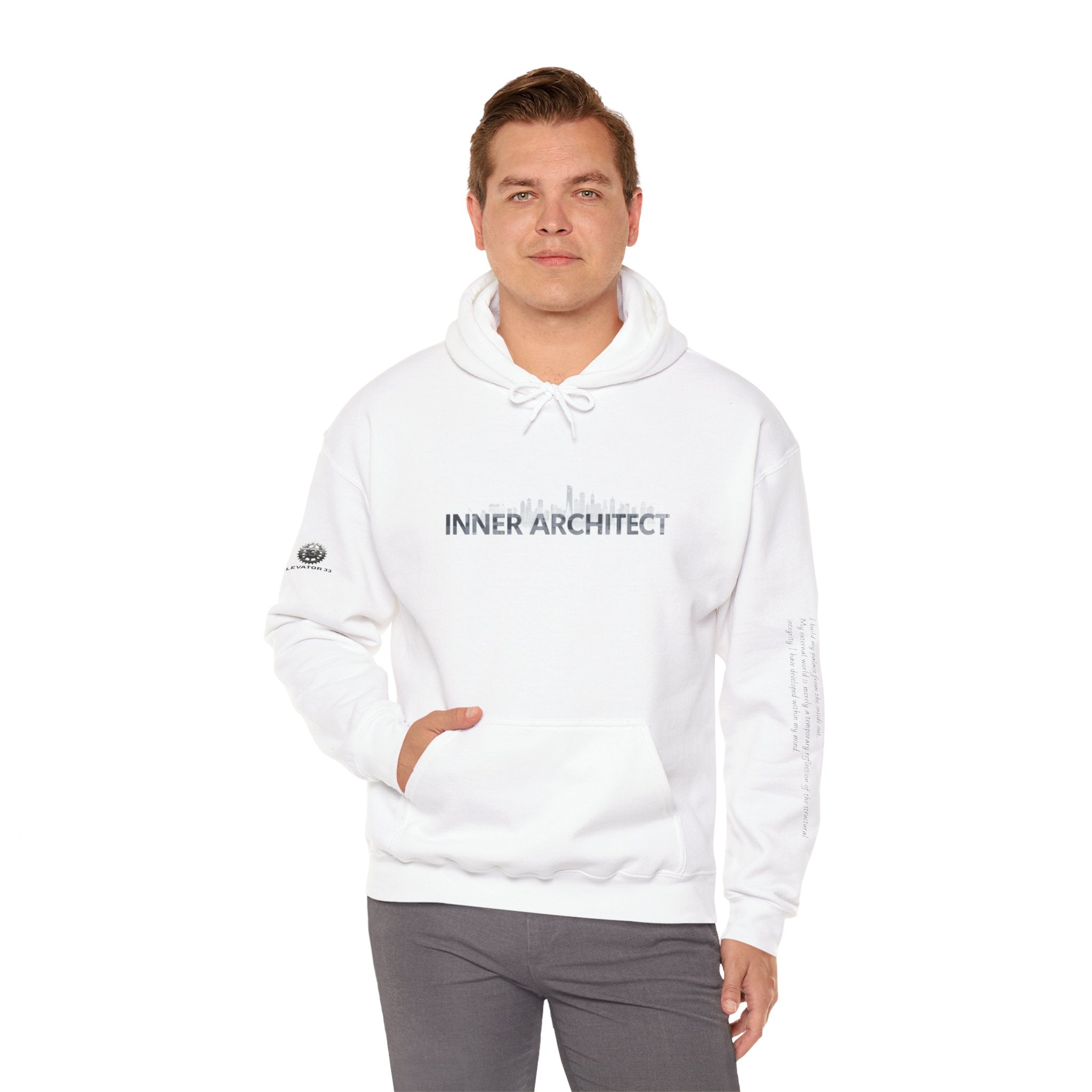 "Inner Architect" Hoodie Sweatshirt- Sleeve Printed Affirmation