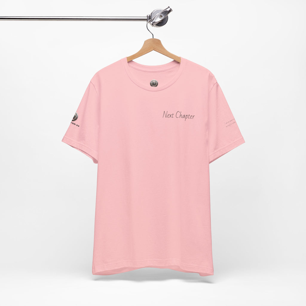Next Chapter affirmation tee | Graphic open book back, inspirational sleeve text