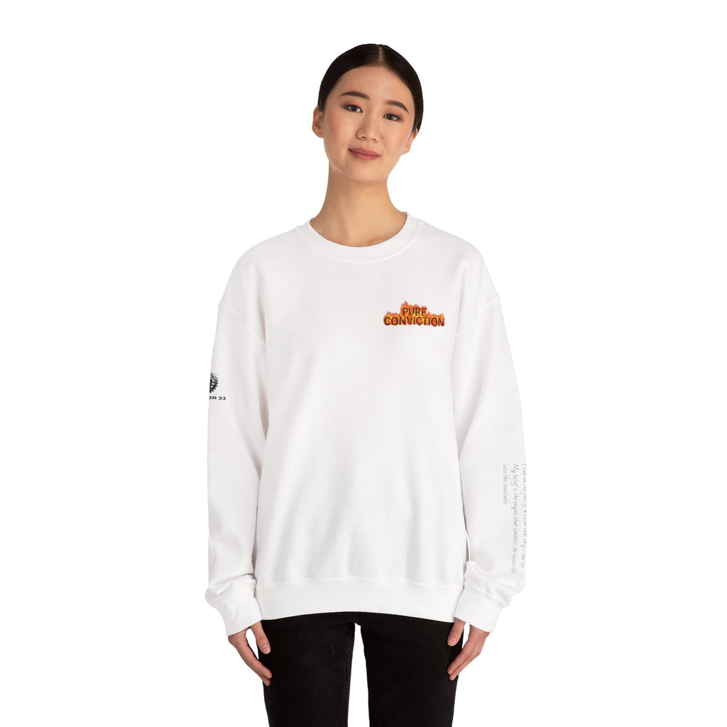 "Pure Conviction” Sweatshirt -Sleeve Print Affirmation