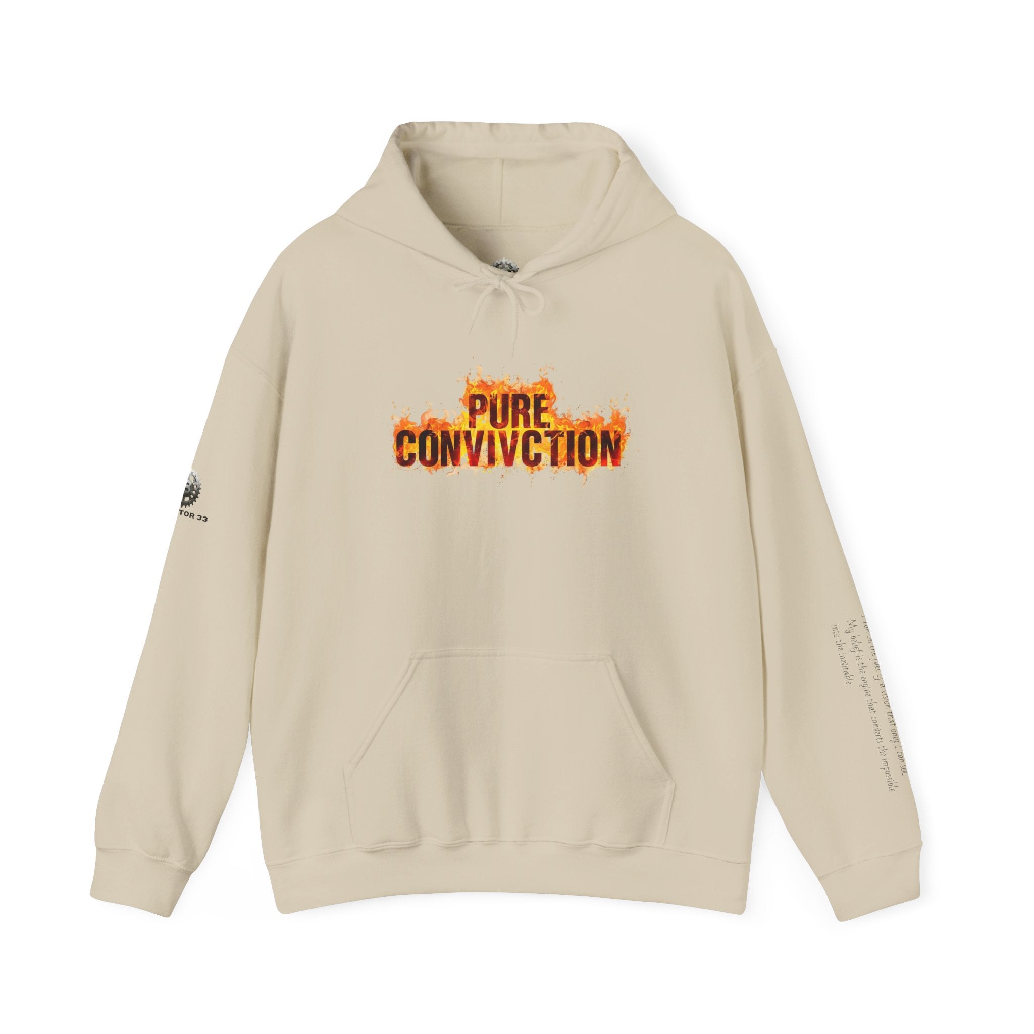 "Pure Conviction" Hoodie  - Sleeve Print Affirmation