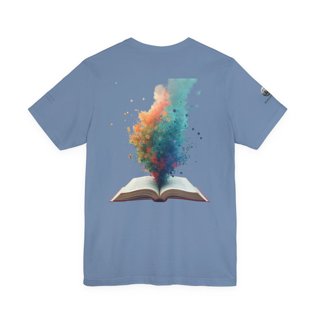 Next Chapter affirmation tee | Graphic open book back, inspirational sleeve text