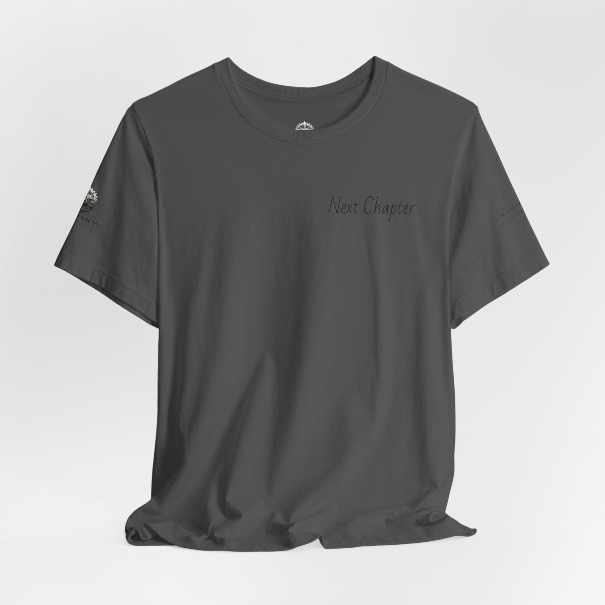 Next Chapter affirmation tee | Graphic open book back, inspirational sleeve text