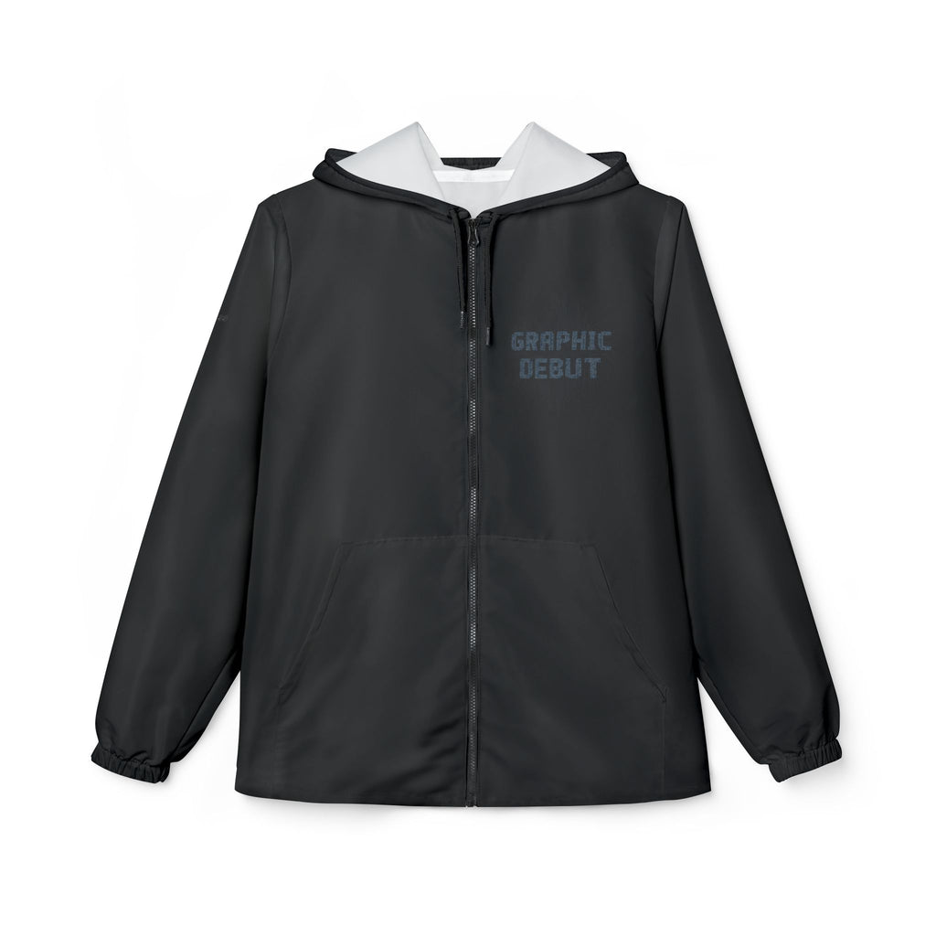 Black Graphic Debut Windbreaker Jacket — Elevator33 Logo, Cheering Crowd Back Print