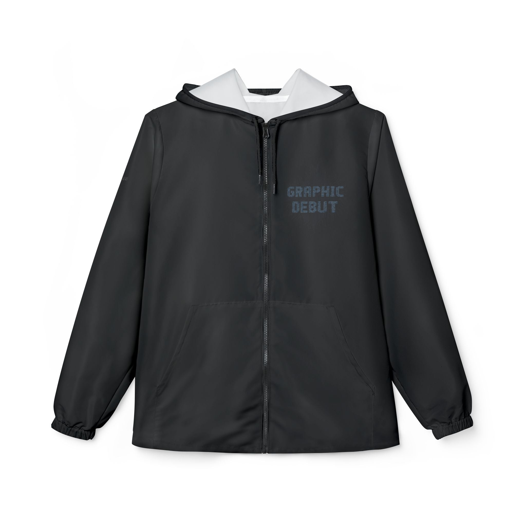Black Graphic Debut Windbreaker Jacket — Elevator33 Logo, Cheering Crowd Back Print