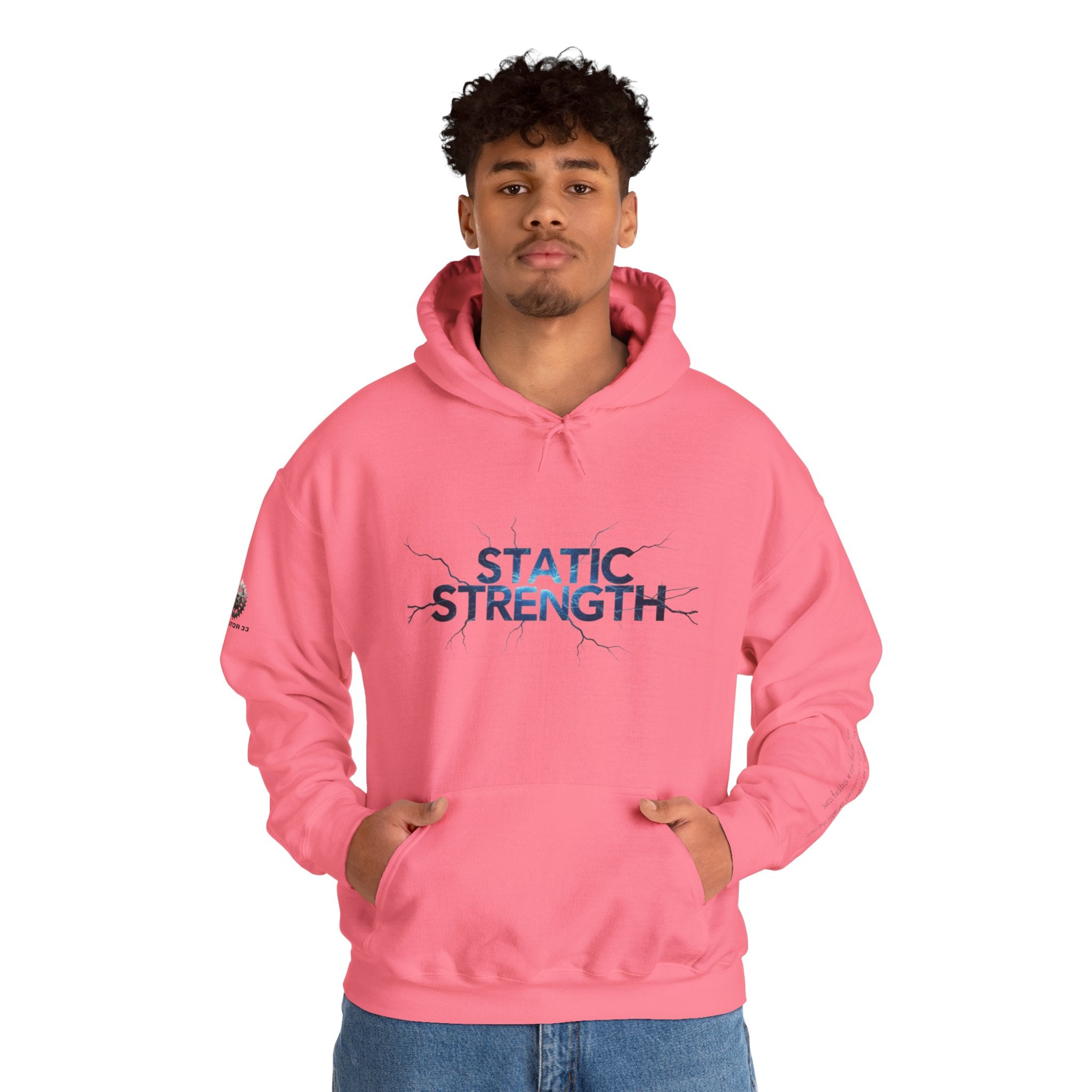 “Static Strength” Hoodie Sweatshirt- Sleeve Print Affirmation