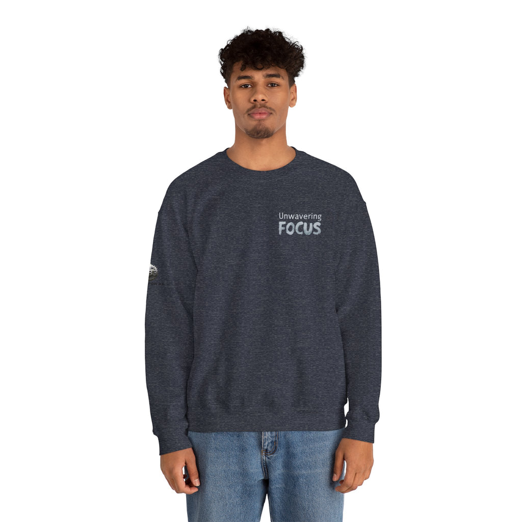 “Unwavering Focus” Crewneck Sweatshirt- Sleeve Print Affirmation