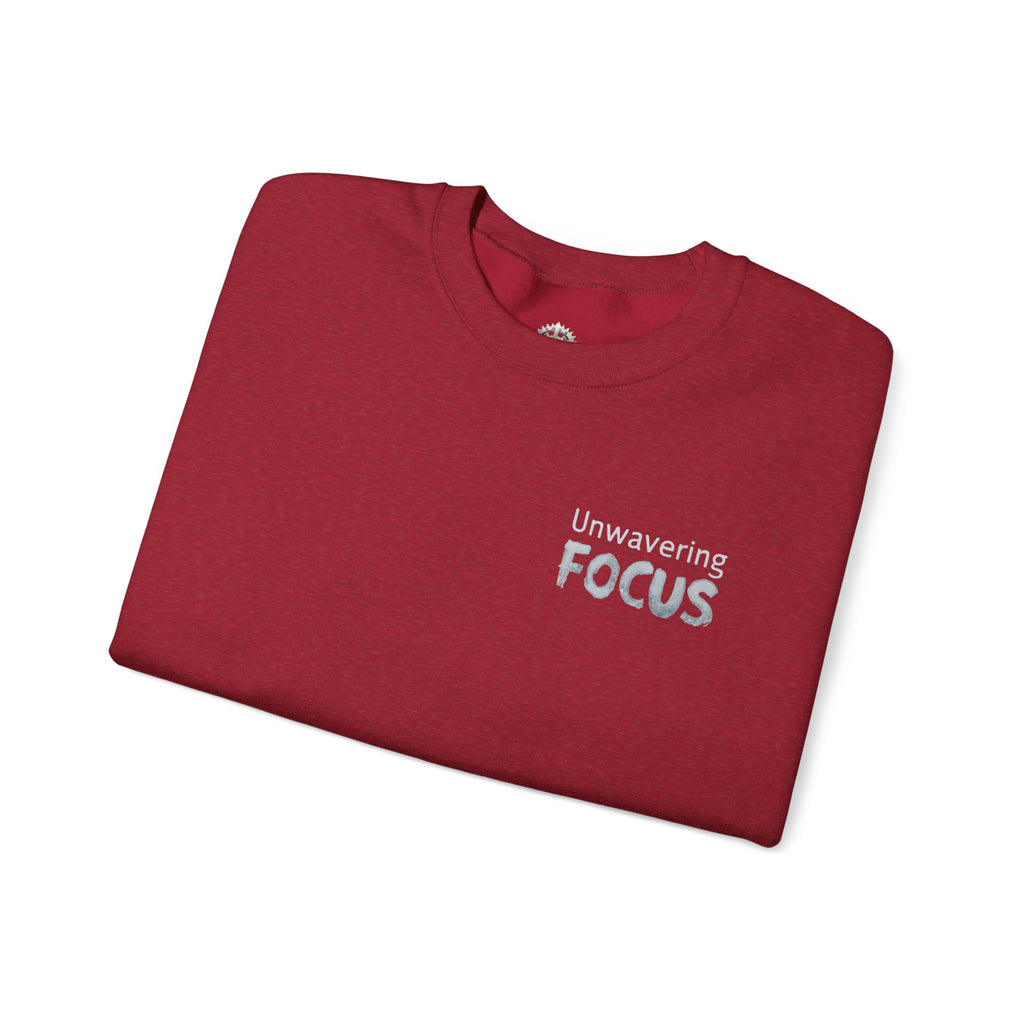 “Unwavering Focus” Crewneck Sweatshirt- Sleeve Print Affirmation