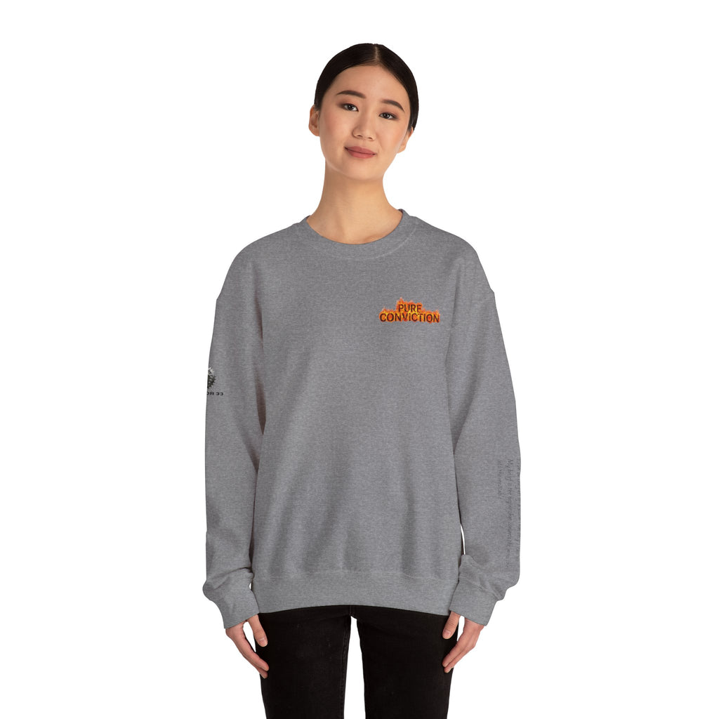 "Pure Conviction” Sweatshirt -Sleeve Print Affirmation