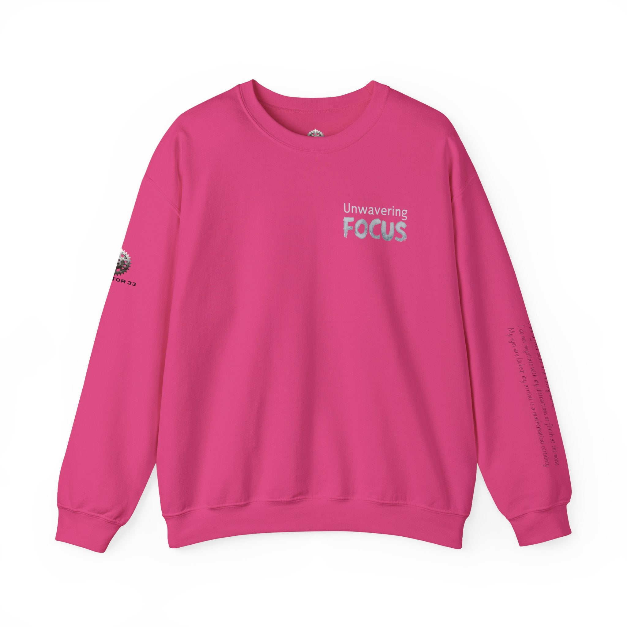 “Unwavering Focus” Crewneck Sweatshirt- Sleeve Print Affirmation