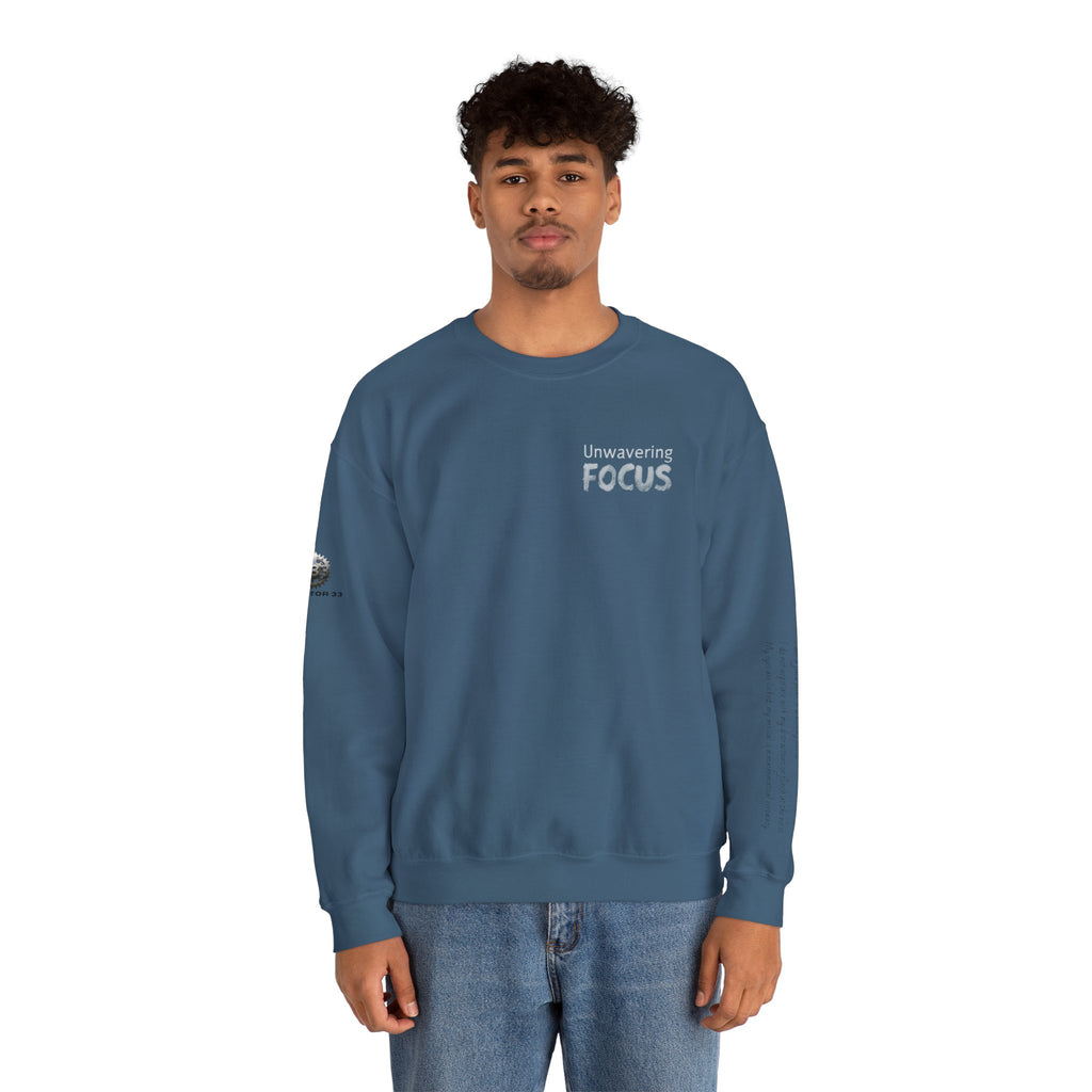 “Unwavering Focus” Crewneck Sweatshirt- Sleeve Print Affirmation