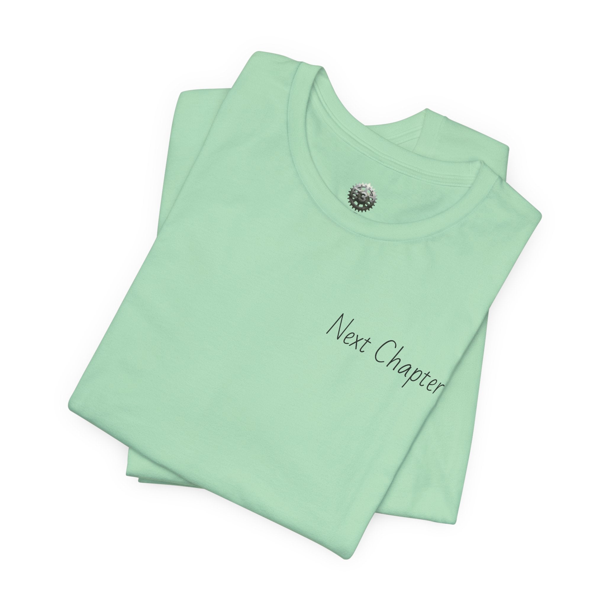 Next Chapter affirmation tee | Graphic open book back, inspirational sleeve text