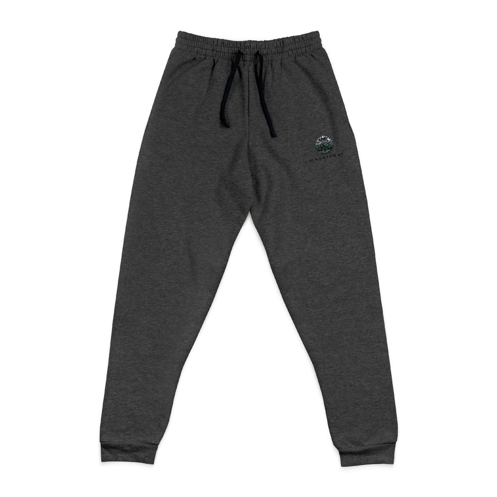 Embroidered Tree Logo Joggers — Cozy Grey Sweatpants with Small Chest Stitching