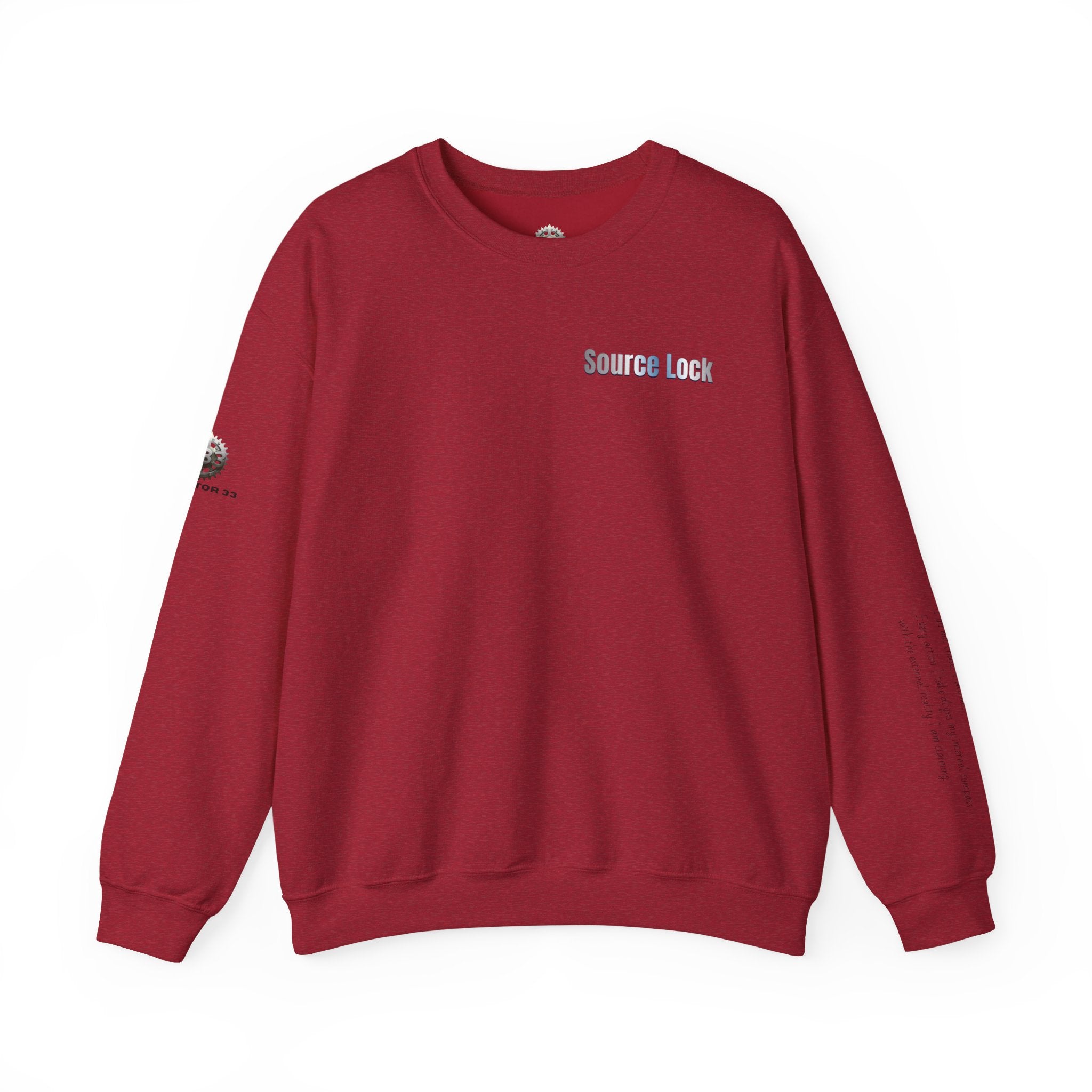 “Source Lock” Crewneck Sweatshirt- Sleeve Print Affirmation