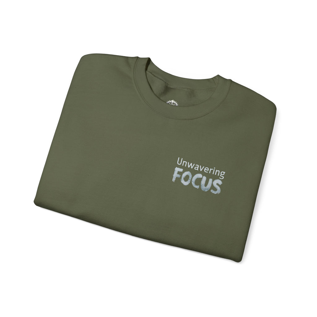 “Unwavering Focus” Crewneck Sweatshirt- Sleeve Print Affirmation