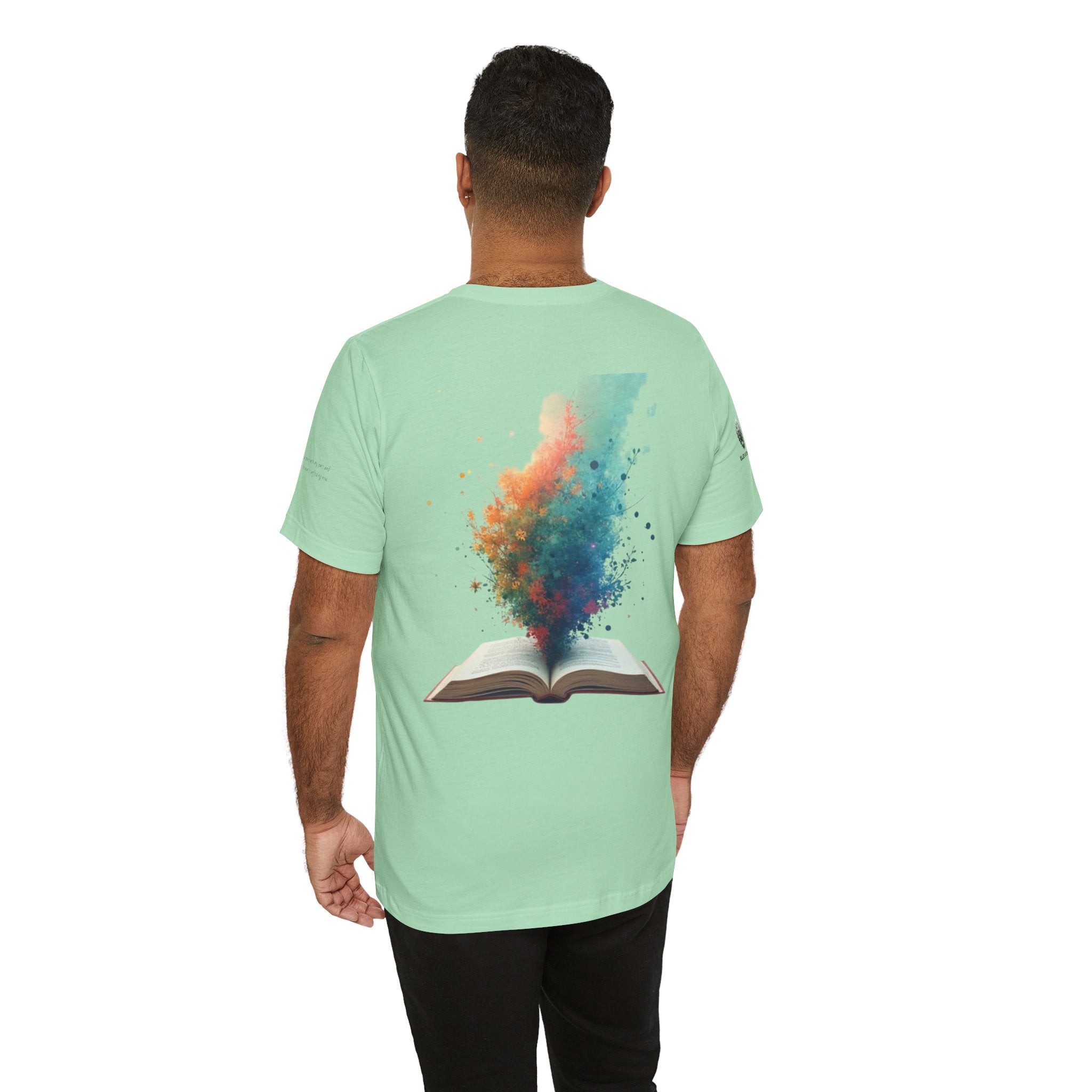Next Chapter affirmation tee | Graphic open book back, inspirational sleeve text
