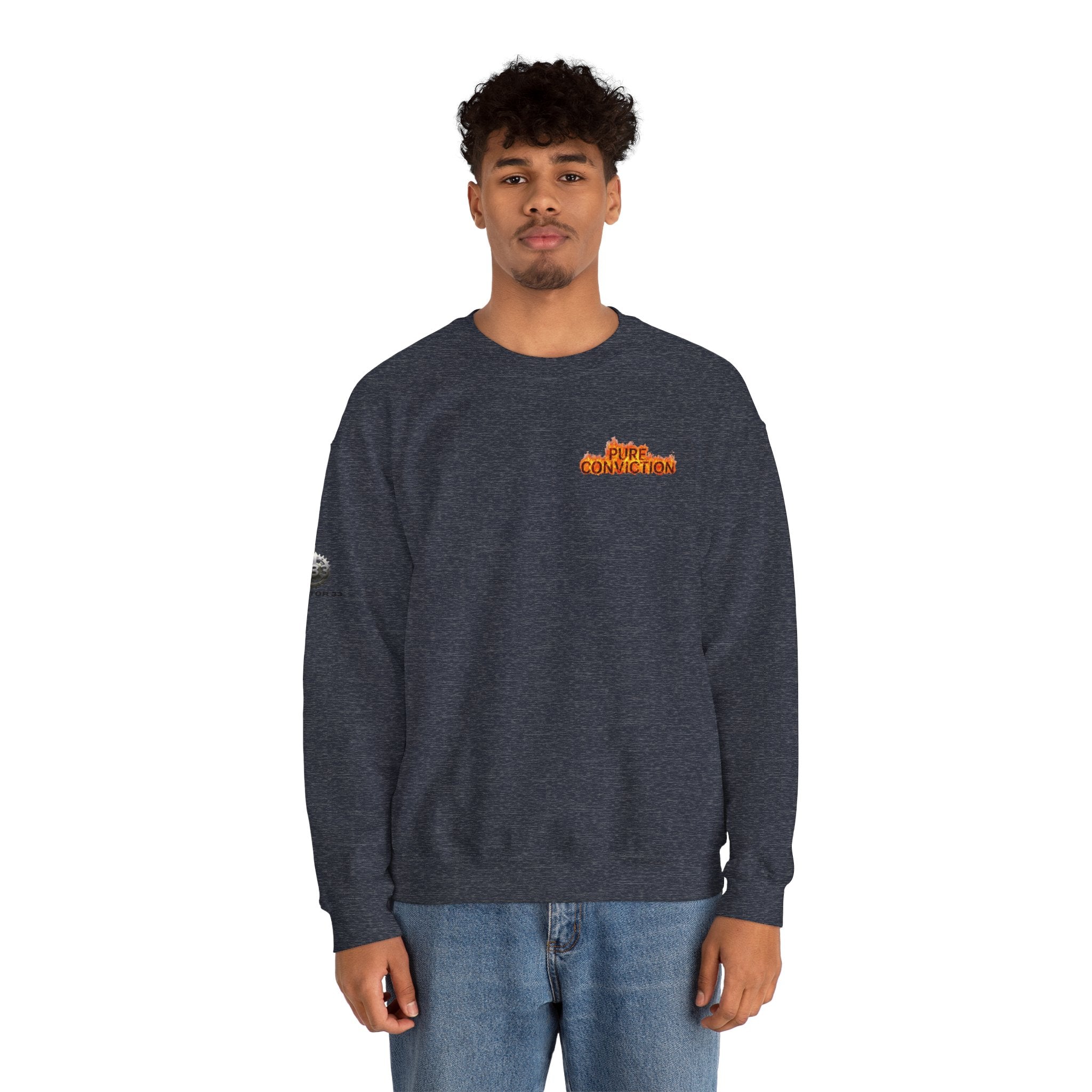 "Pure Conviction” Sweatshirt -Sleeve Print Affirmation
