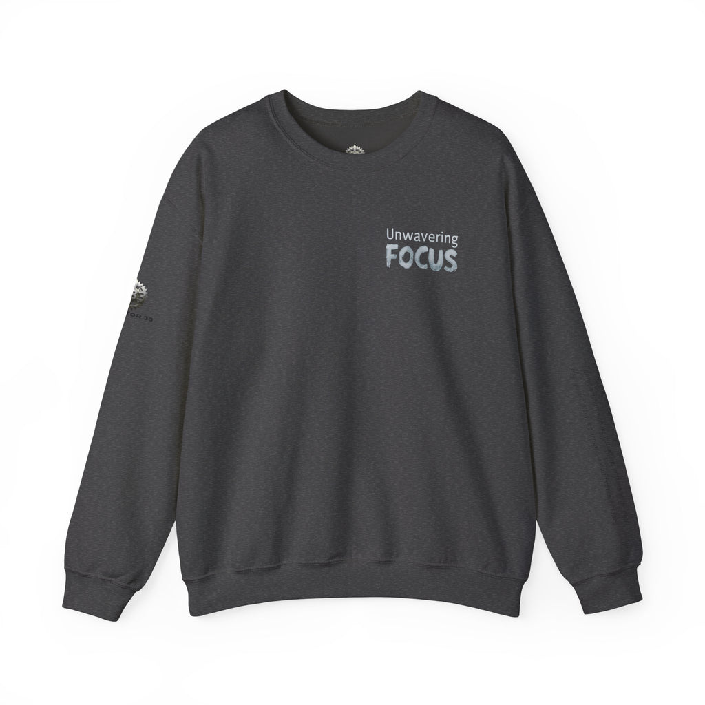 “Unwavering Focus” Crewneck Sweatshirt- Sleeve Print Affirmation