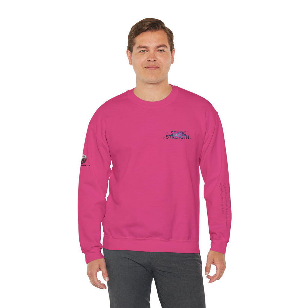 “Static Strength” Crewneck Sweatshirt- Sleeve Print Affirmation