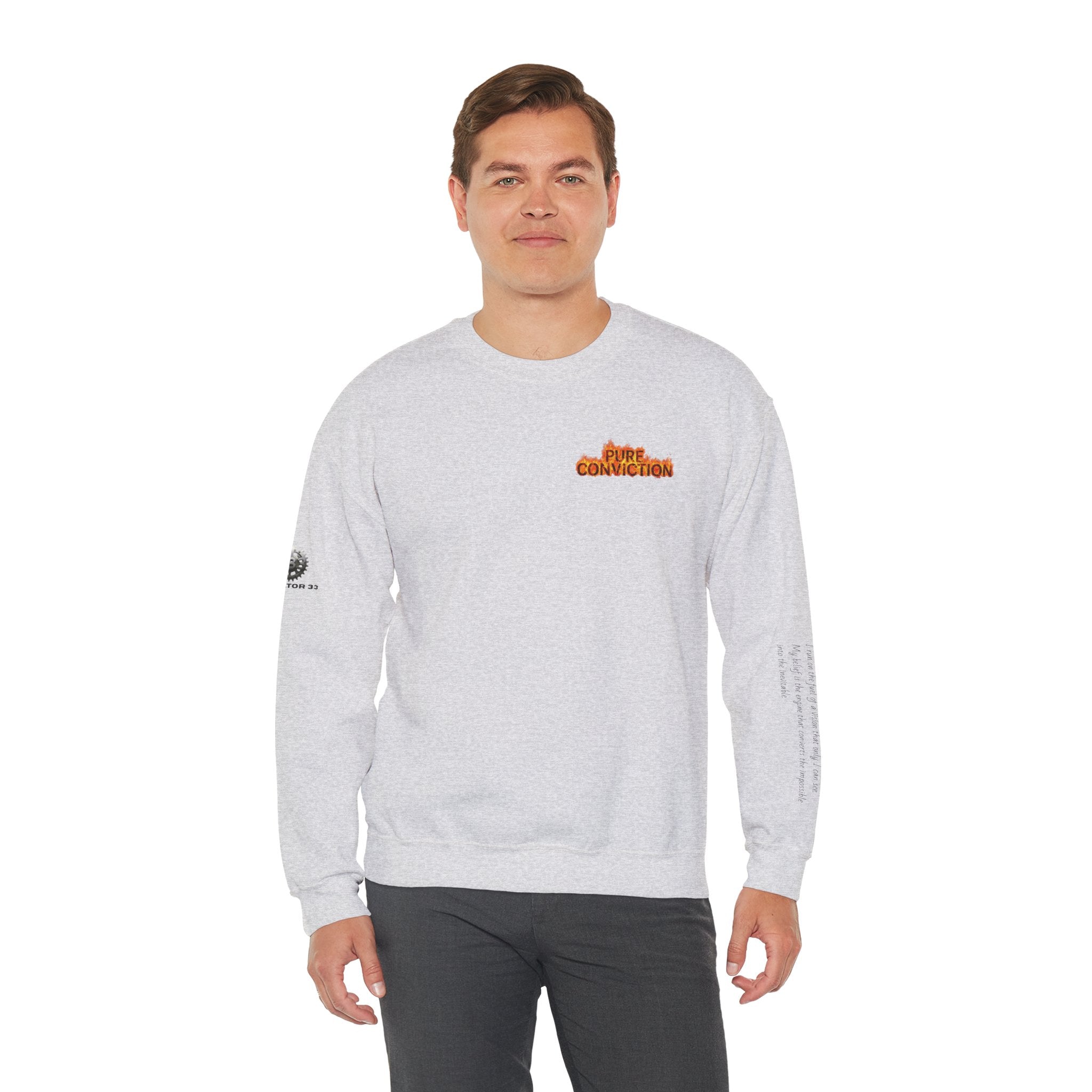 "Pure Conviction” Sweatshirt -Sleeve Print Affirmation