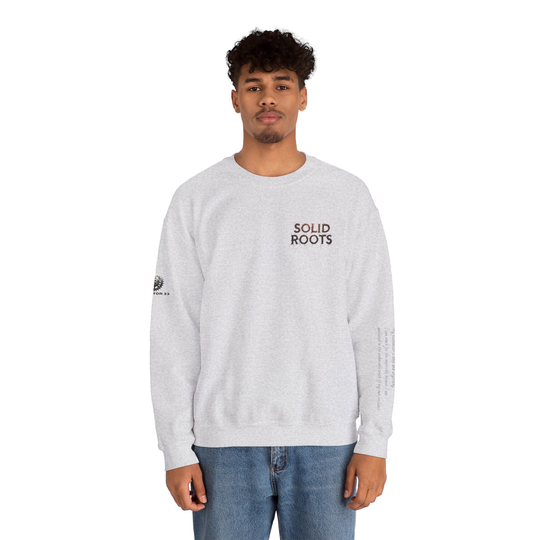 "Solid Roots" Crewneck - Heavyweight Sleeve Print Sweatshirt