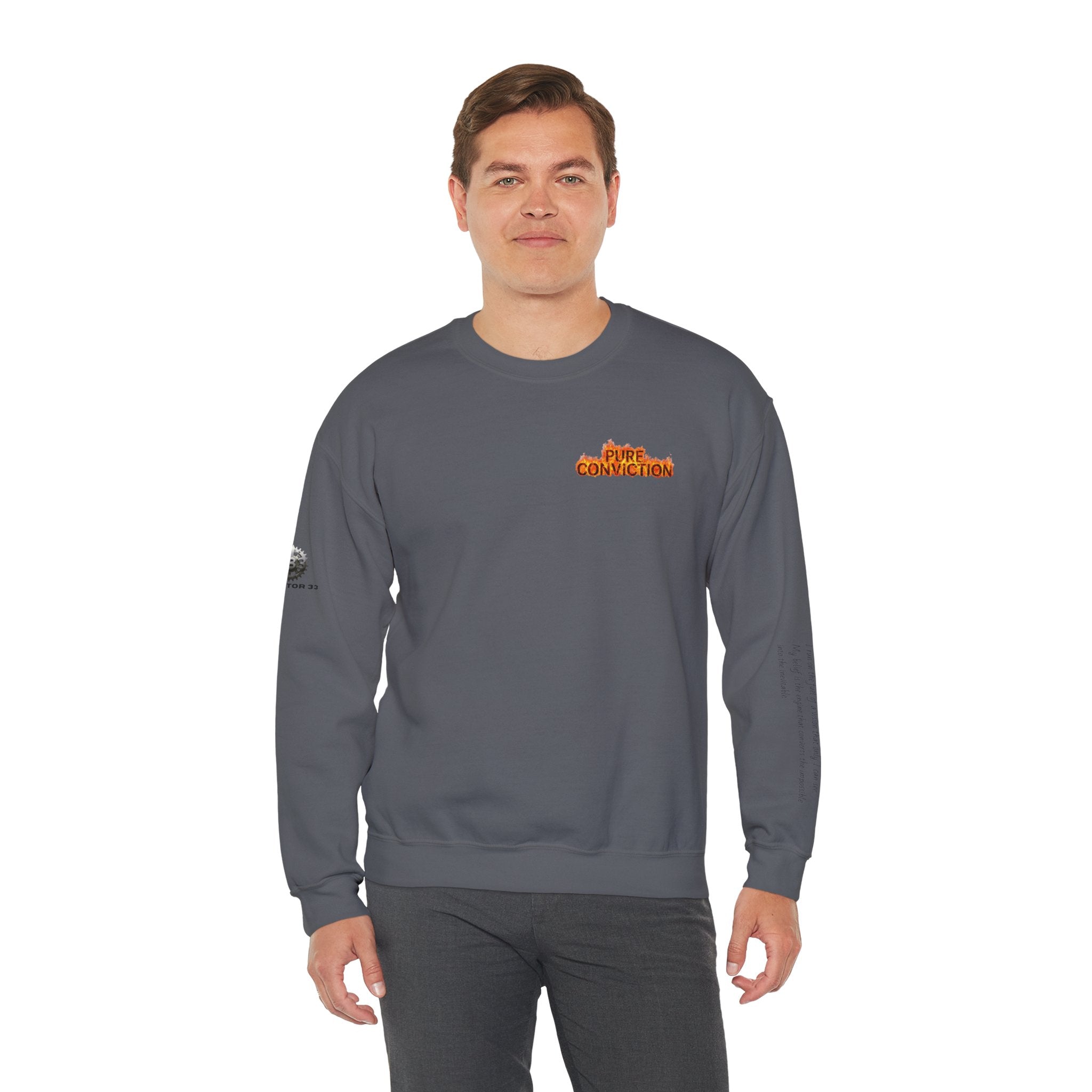 "Pure Conviction” Sweatshirt -Sleeve Print Affirmation