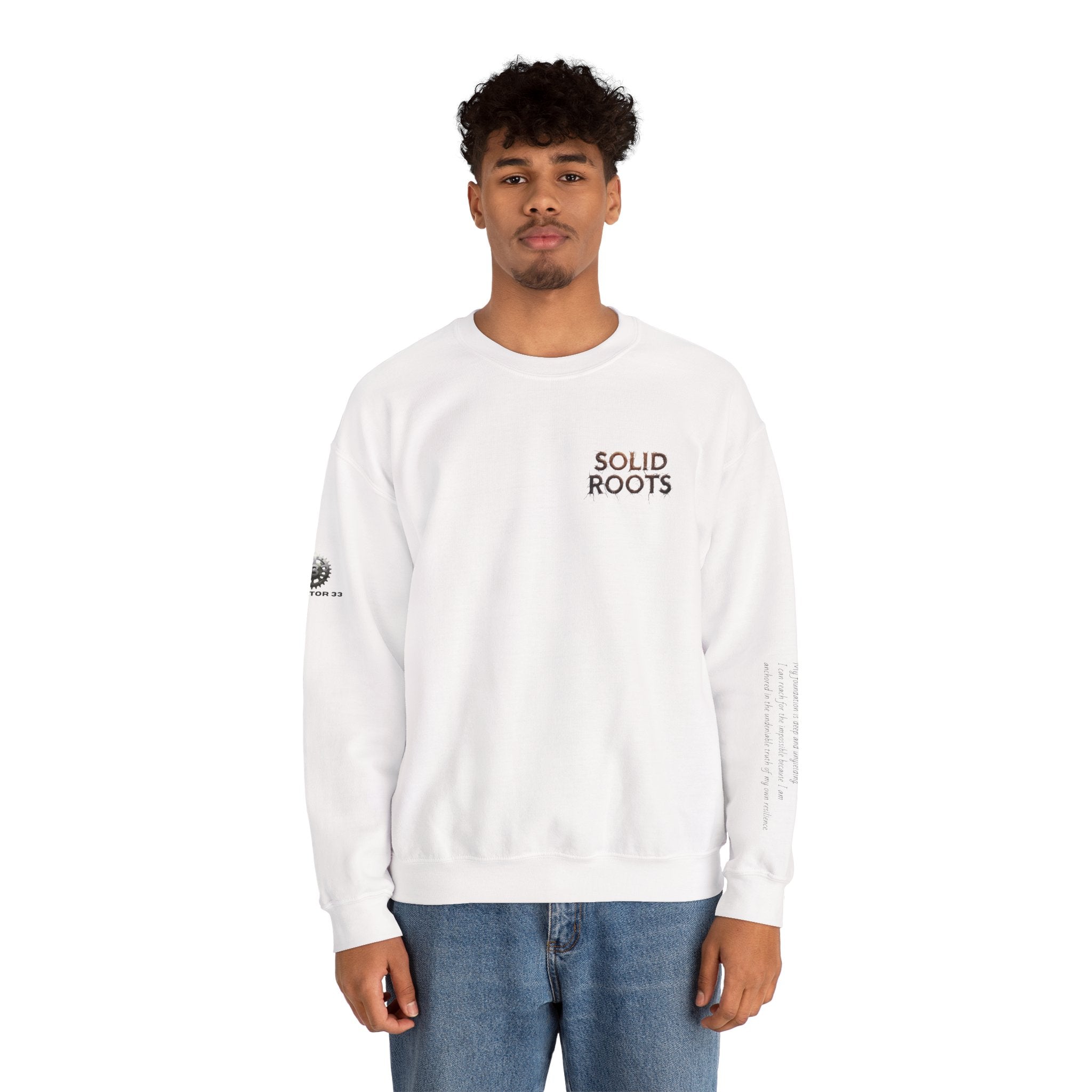 "Solid Roots" Crewneck - Heavyweight Sleeve Print Sweatshirt
