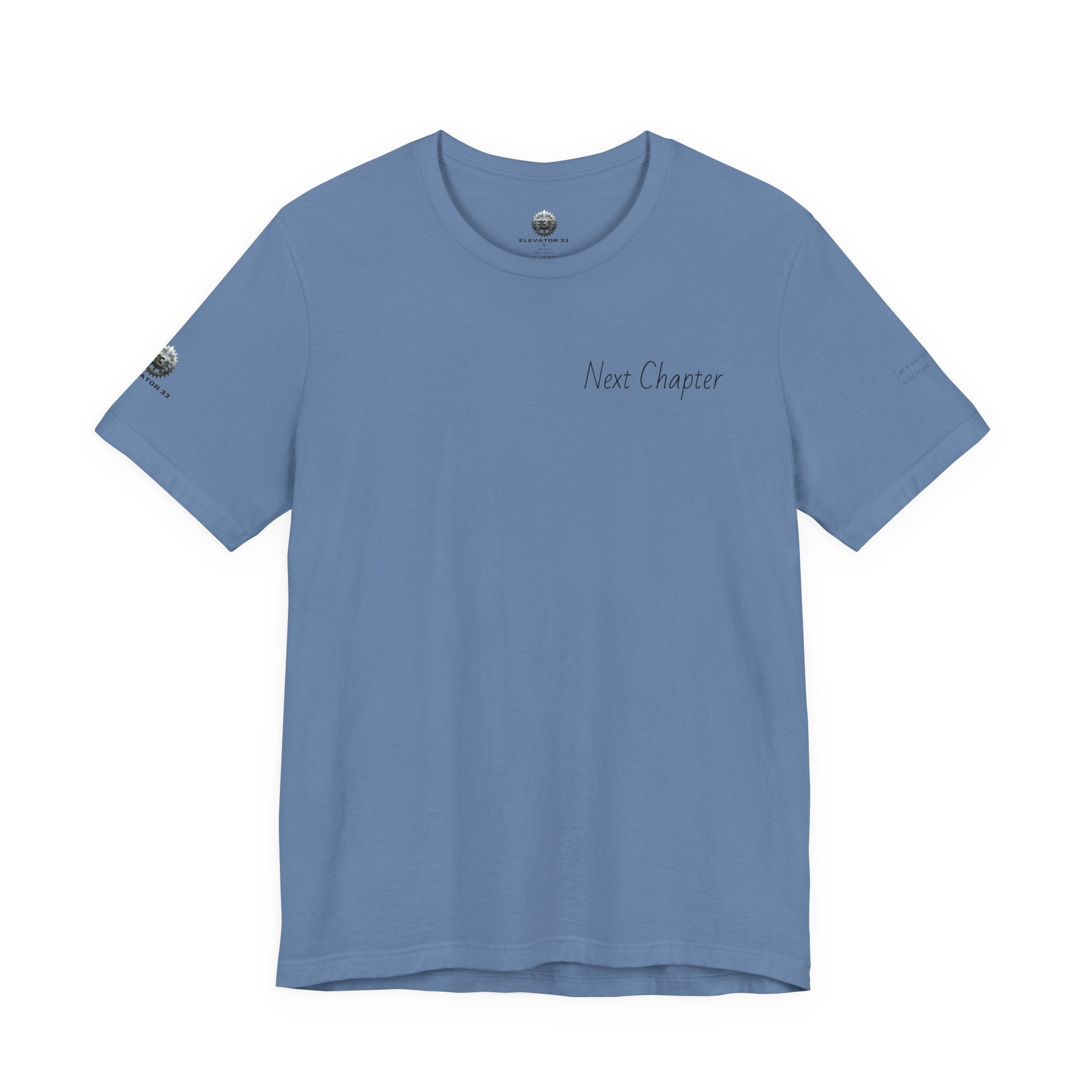 Next Chapter affirmation tee | Graphic open book back, inspirational sleeve text