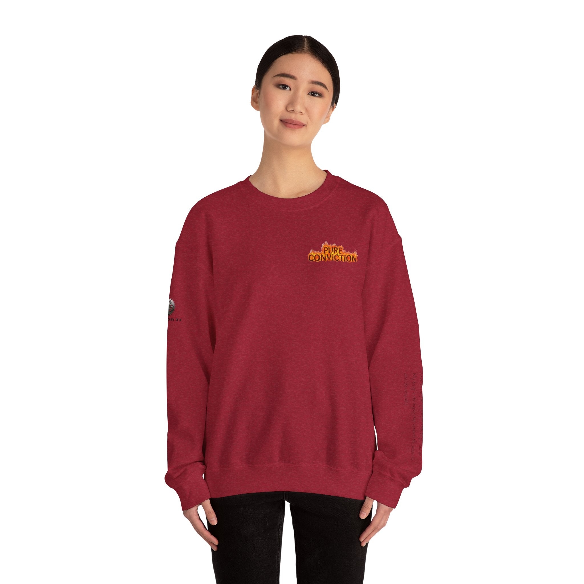 "Pure Conviction” Sweatshirt -Sleeve Print Affirmation